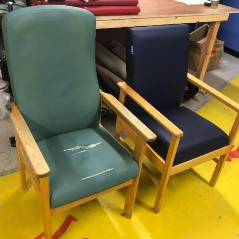 Upholstery repairs carried out to chairs