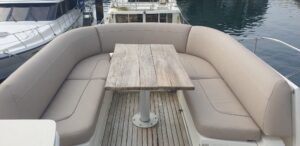 outdoor seating on board a boat