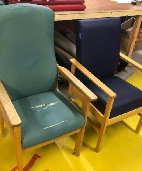 Upholstery repairs carried out to chairs